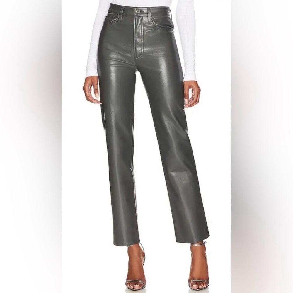 AGOLDE 90's Pinch Waist Recycled Leather High-Rise Straight Leg Pants